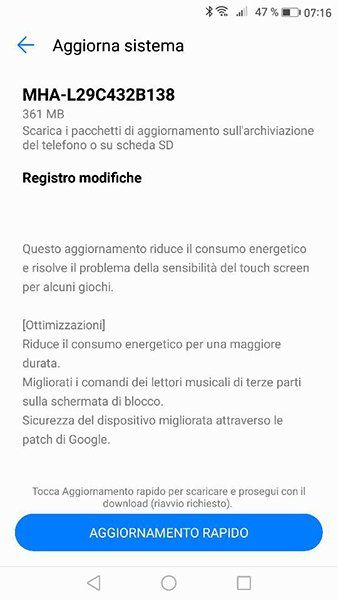 aggiornamento Mate 9