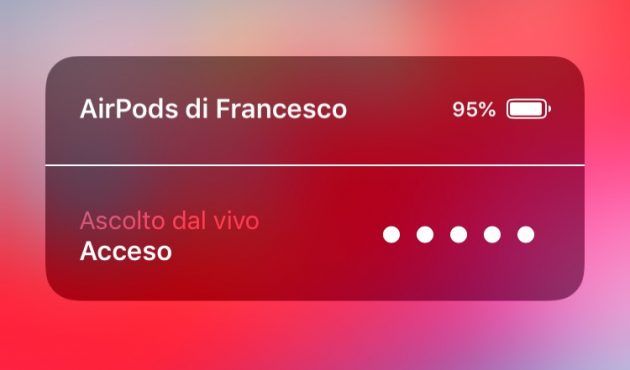Ascolto dal vivo tramite AirPods e iOS 12