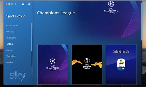 Come vedere la Champions League tramite sky go