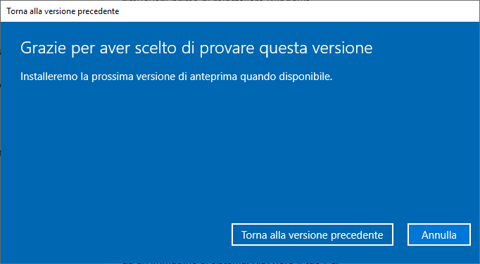 Come tornare alla versione precedente di Windows 10